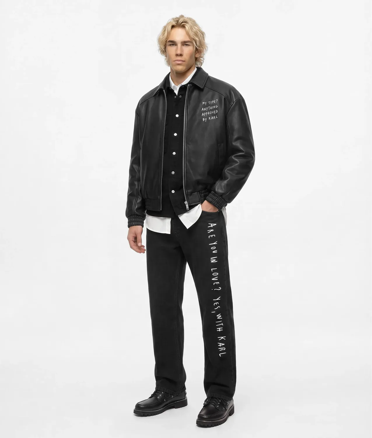 Karl Lagerfeld KL Jeans x Pietro Terzini Jacke Kunstleder wattiert