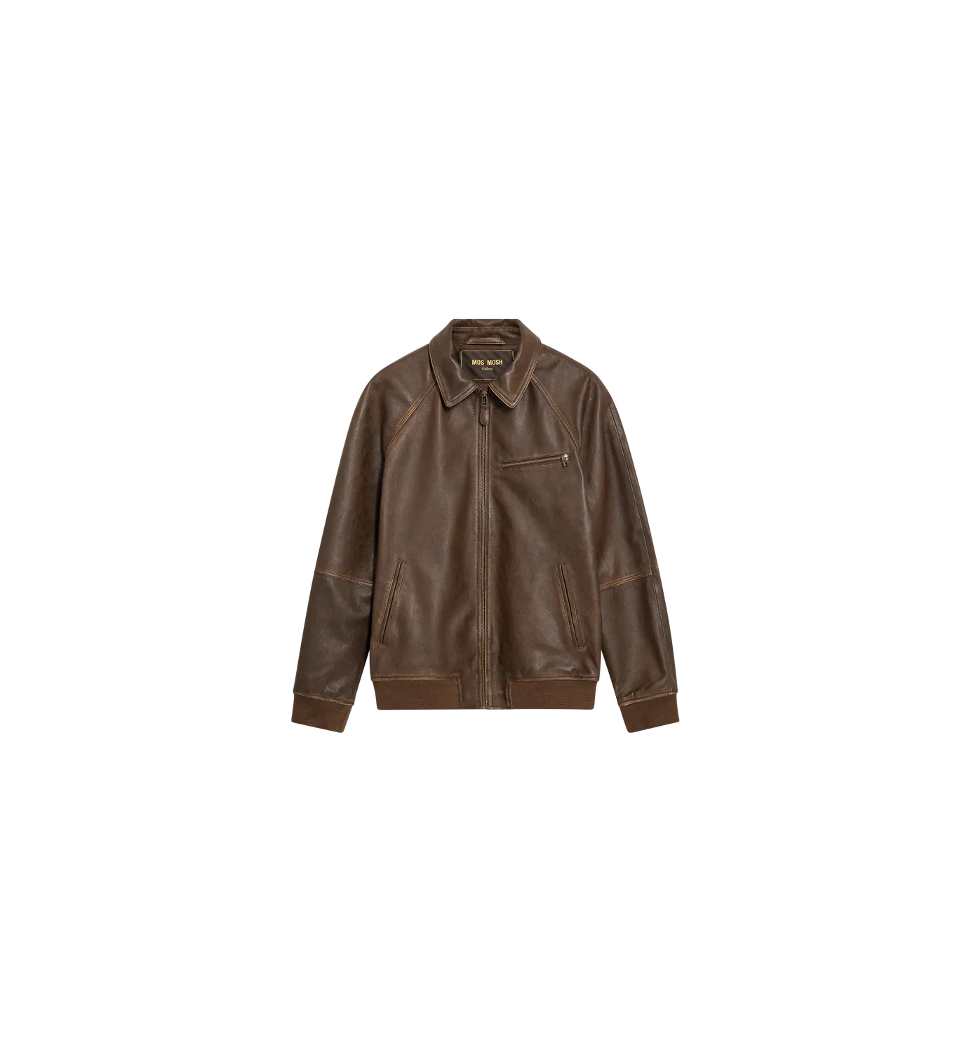 Mos Mosh MMGThom Leather Bomber Jacke Braun Leder