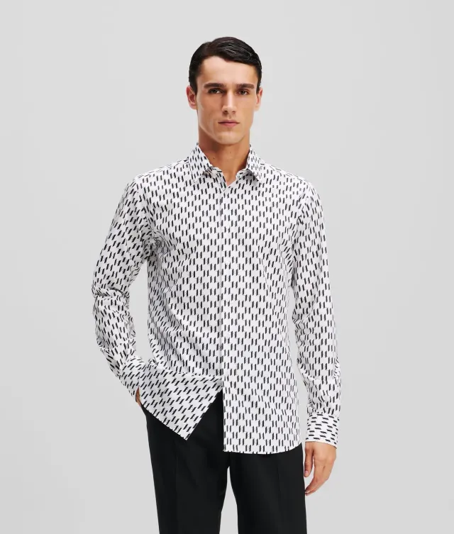 Karl Lagerfeld Monogram Hemd Herren Allover Kentkragen
