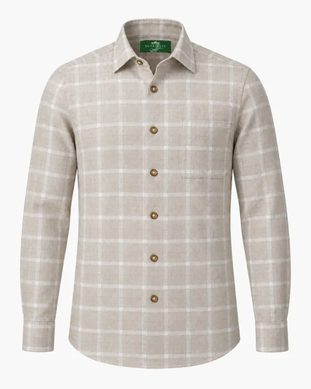 Gloriette Fashion Fit Trachtenhemd beige kariert Baumwolle