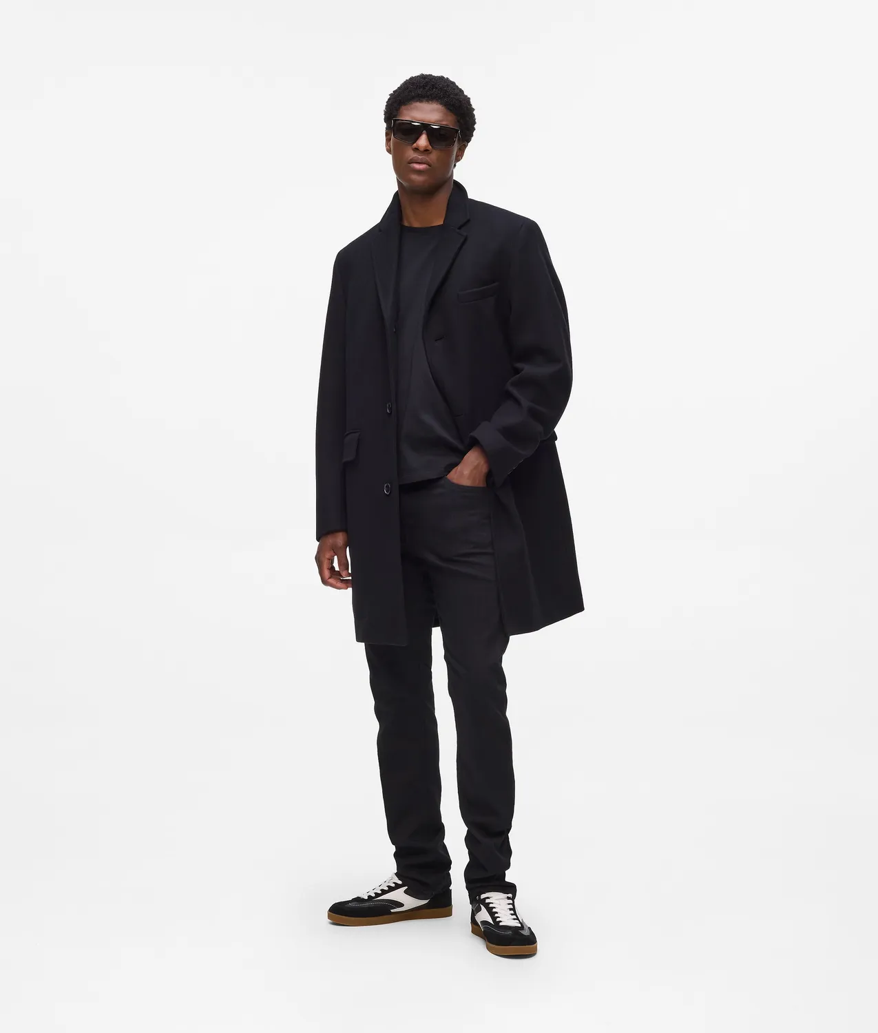 Karl Lagerfeld Wollmix Mantel tailliert schwarz Herren
