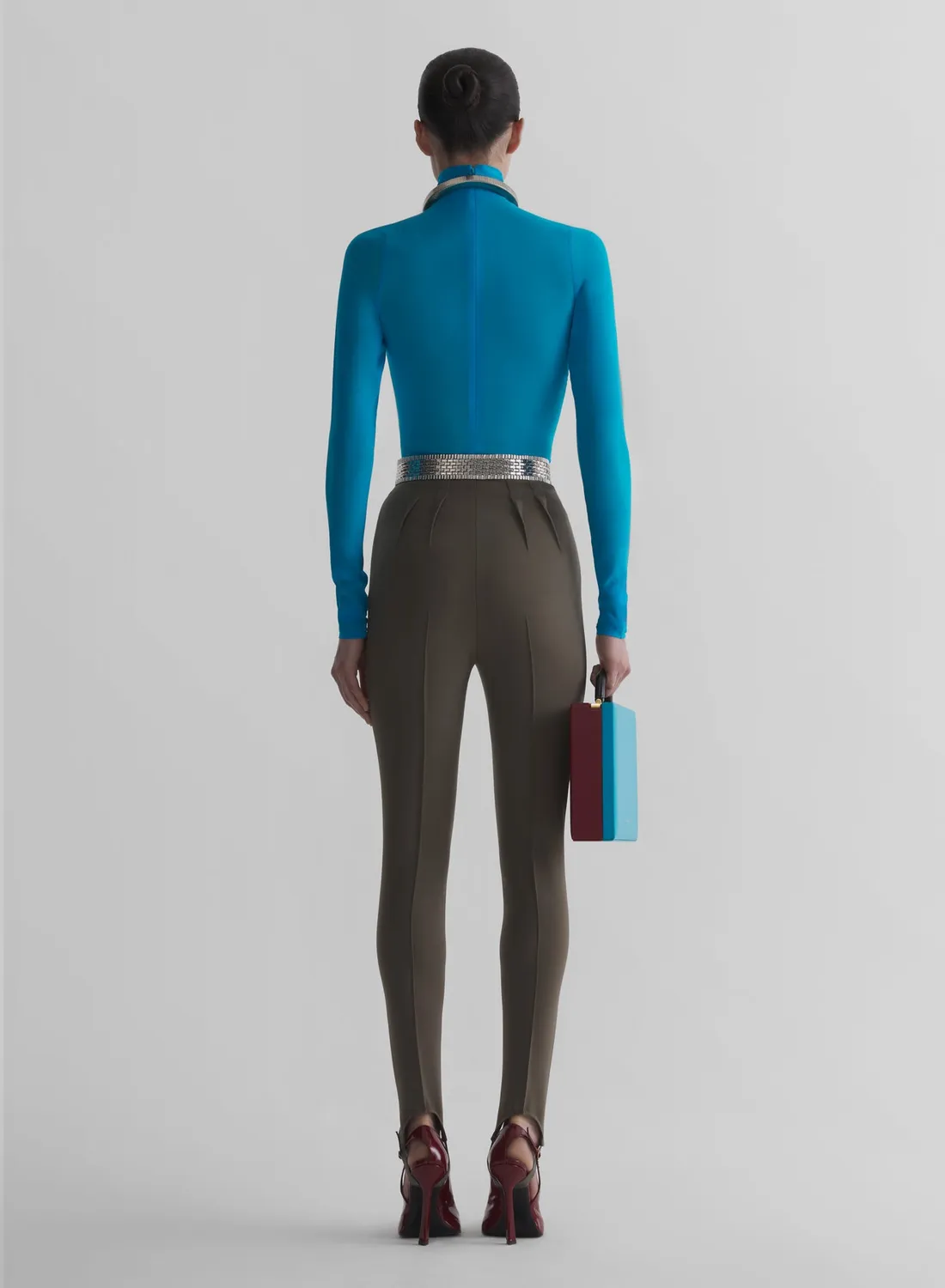 Mugler Long Sleeve Top Oberteil türkis langarm
