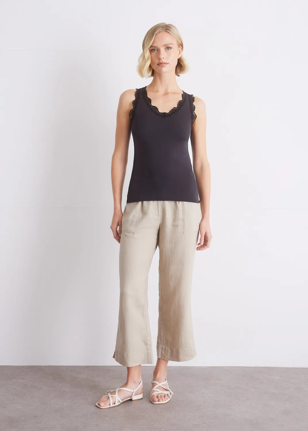 Senatex Spitzentop Viskose-Mix Top Off-White Spitze