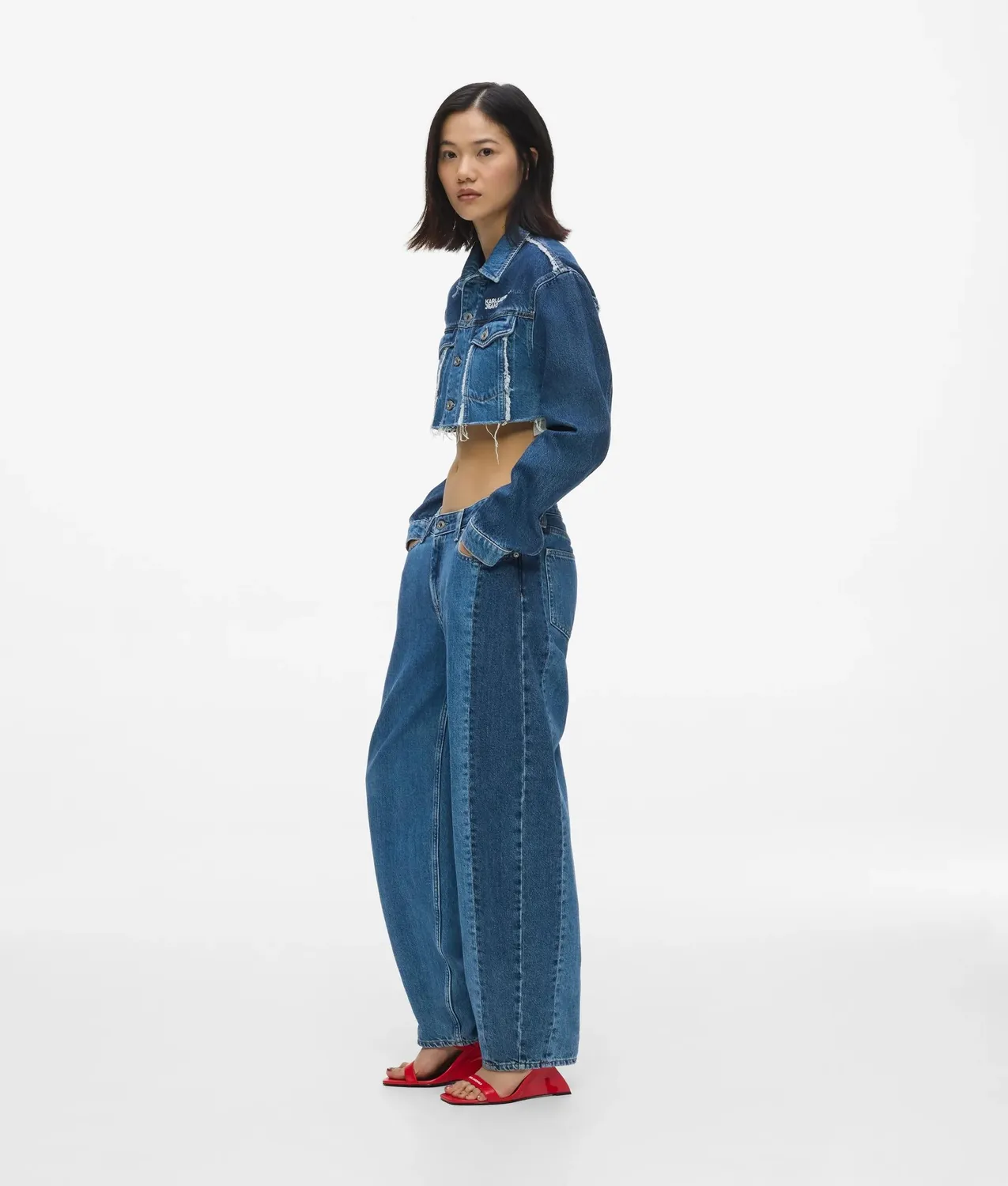 Karl Lagerfeld Blocked Barrel Jeans Mid-Rise Denim