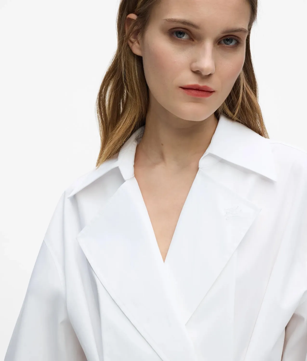Karl Lagerfeld Karl Classics Double-breasted Hemd Weiß Bio-Baumwolle