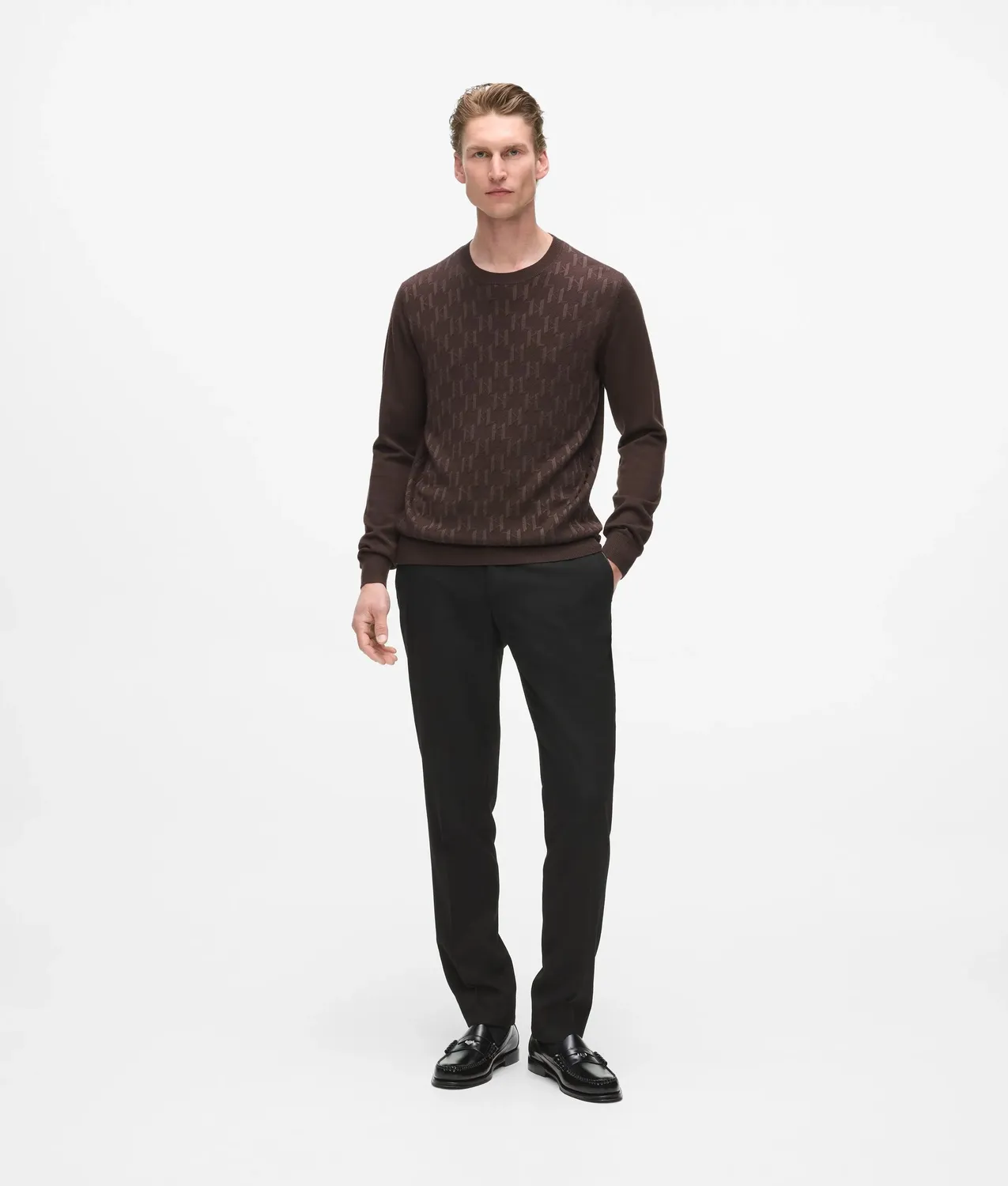Karl Lagerfeld Monogramm Strickpullover Glitzer-Garn