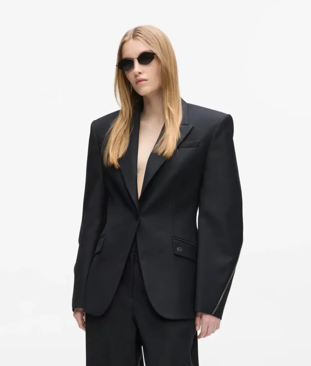 Karl Lagerfeld Zip Detail Blazer Wollmix tailliert