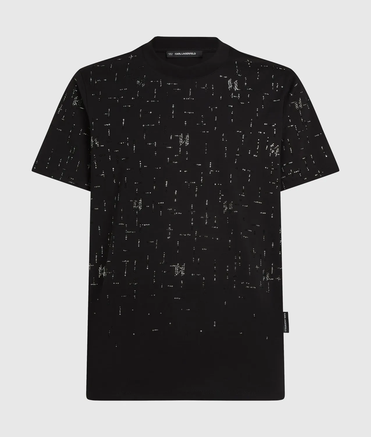 Karl Lagerfeld Monogram Rhinestone T-Shirt Baumwolle Strass