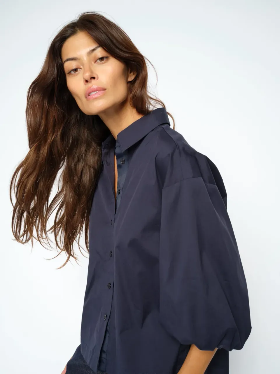 Mos Mosh MMVinita Shirt Salute Navy Relaxed 3/4-Arm