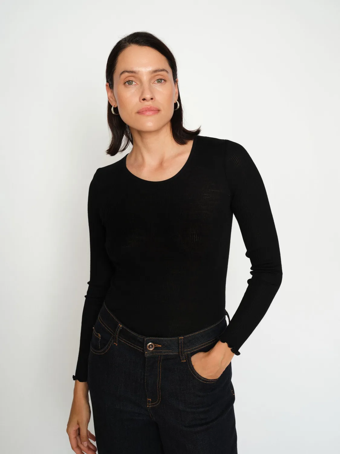 Mos Mosh MMElaine Seamless Silk Langarmshirt Ecru S/M