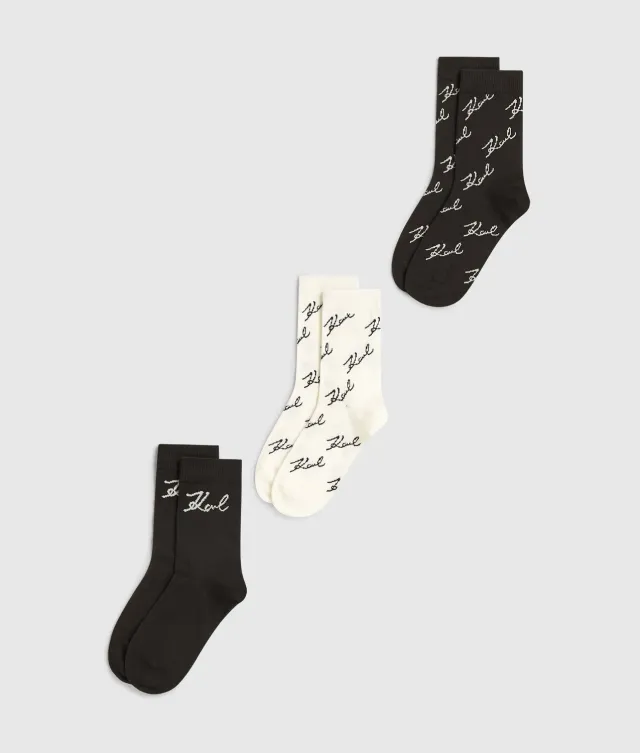 Karl Lagerfeld Signature Print Socken 3er-Pack Baumwolle Gr. 5-8