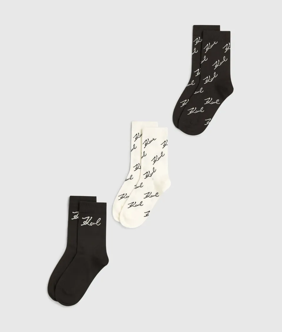 Karl Lagerfeld Signature Print Socken 3er-Pack Baumwolle Gr. 5-8