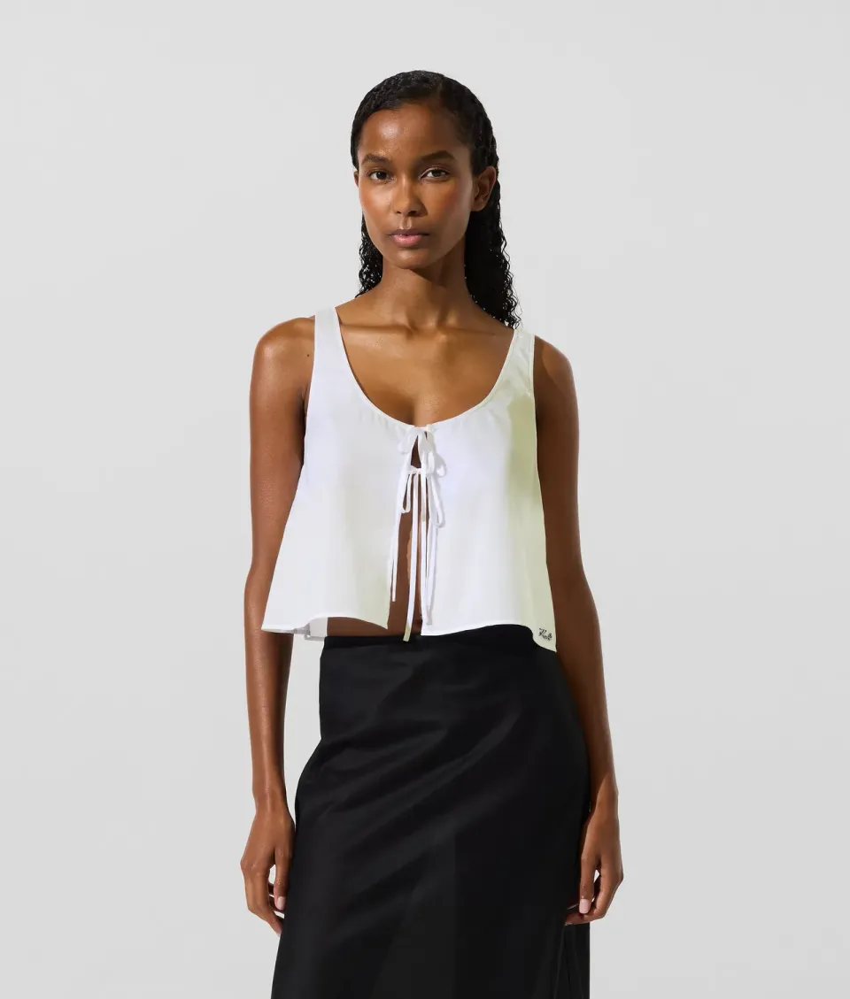 Karl Lagerfeld Tie-Front Strandtop Baumwolle ärmellos