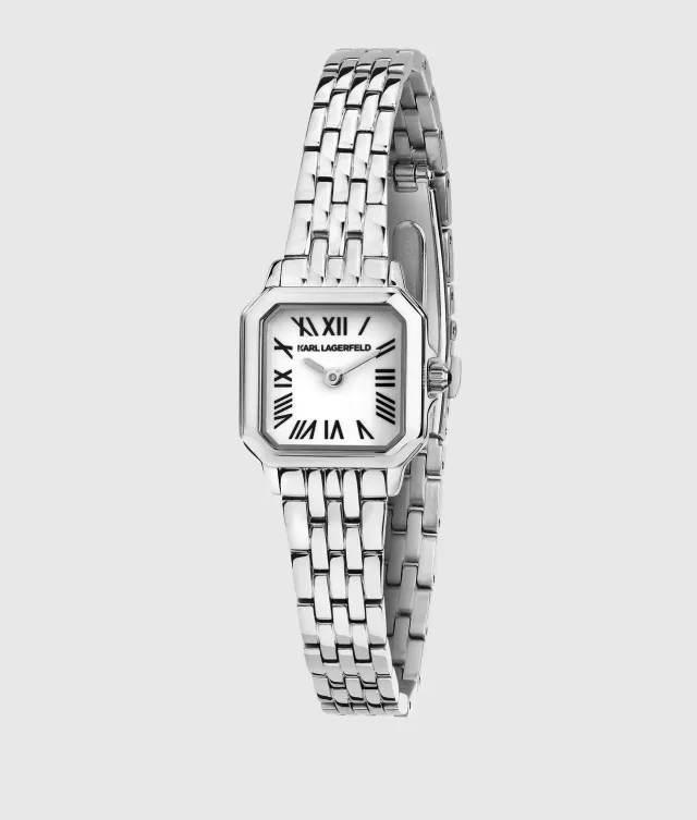 Karl Lagerfeld Petite Square Logo Uhr silber eckig