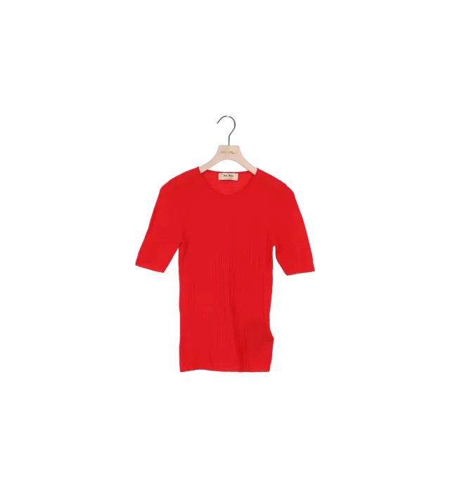 Mos Mosh MMBouch Rib SS Knit Pullover Chinese Red XS Wolle