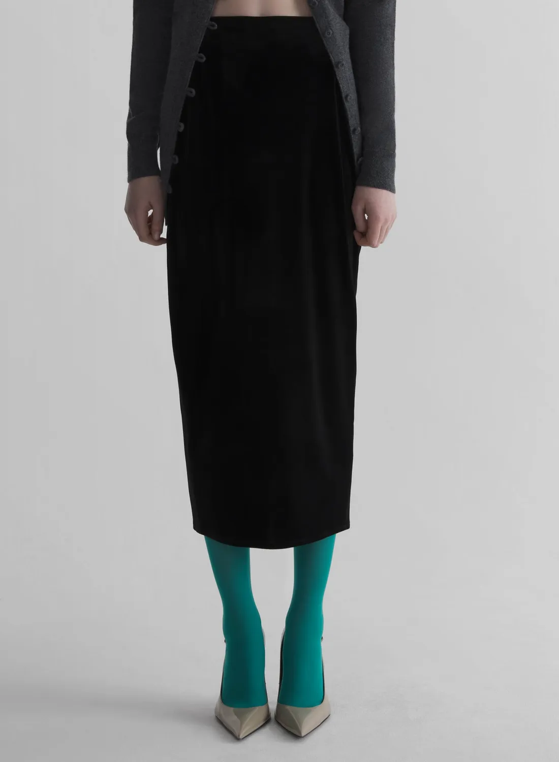 Mugler Pencil Skirt Samtrock Schwarz Midi