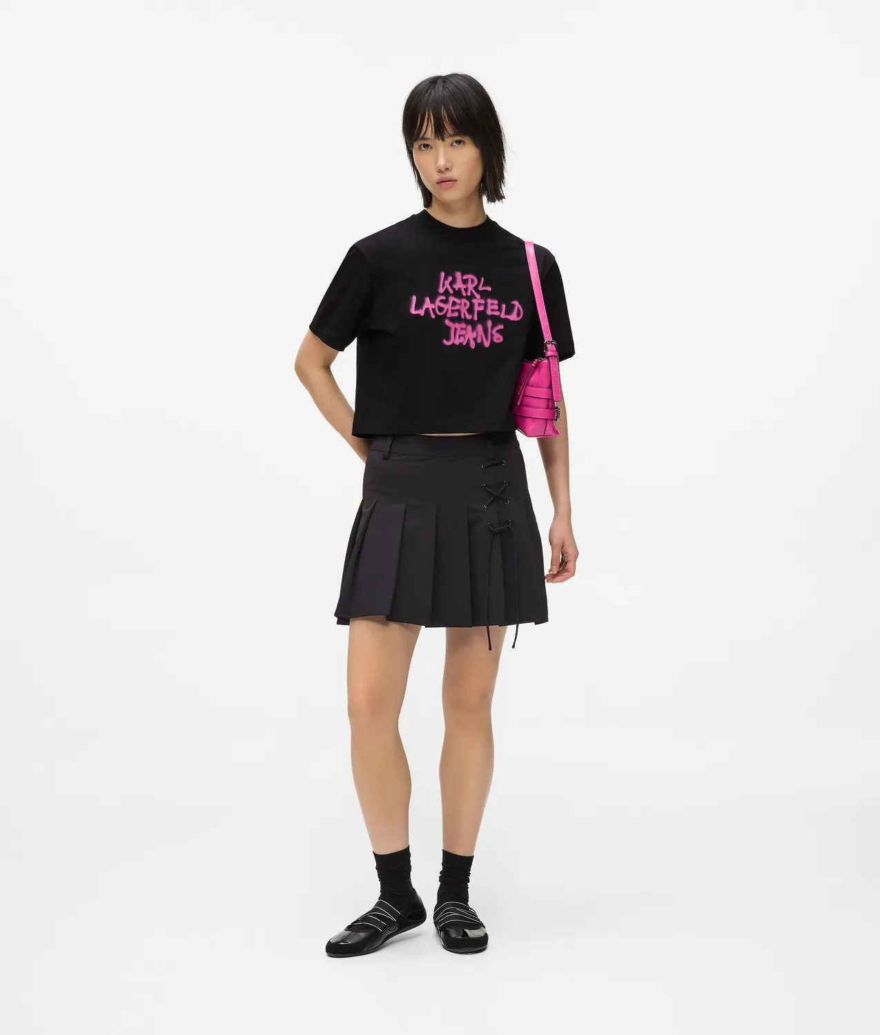 Karl Lagerfeld Cropped Graffiti T-Shirt Damen Baumwolle