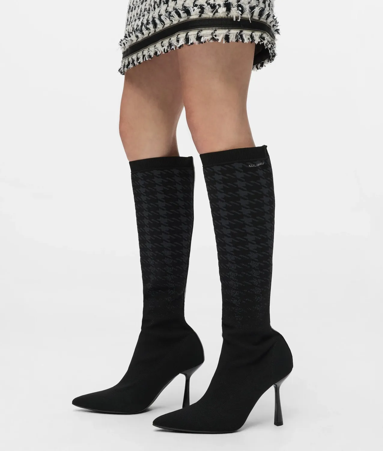 Karl Lagerfeld Pandara Stiefel Kniehoch Hahnentritt