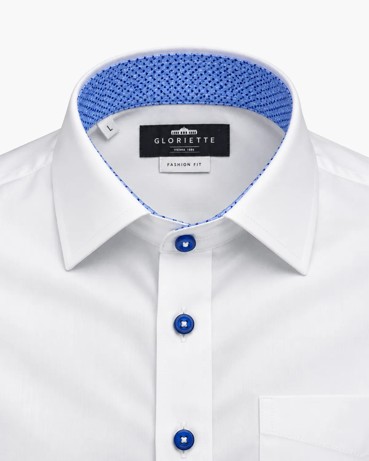 Gloriette Kontrast Hemd weiß Fashion Fit Iron Free