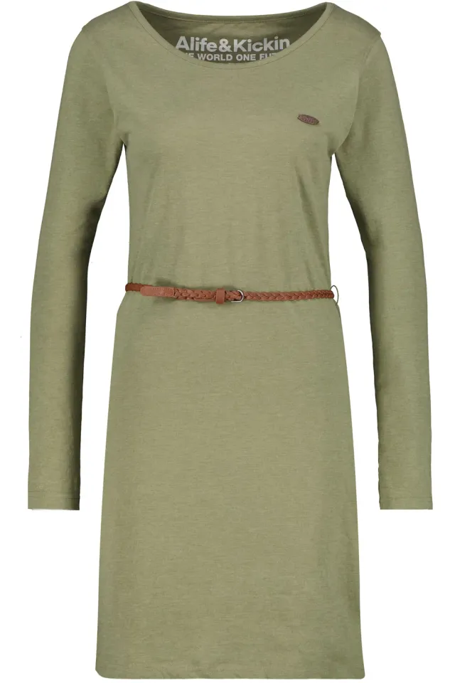 Alife & Kickin EllinAK A Longsleeve Kleid Grün mit Gürtel