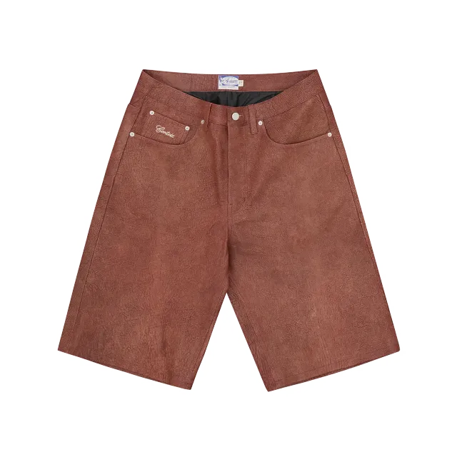 Corteiz Ardwear Leather Short Shorts Rust Echtleder