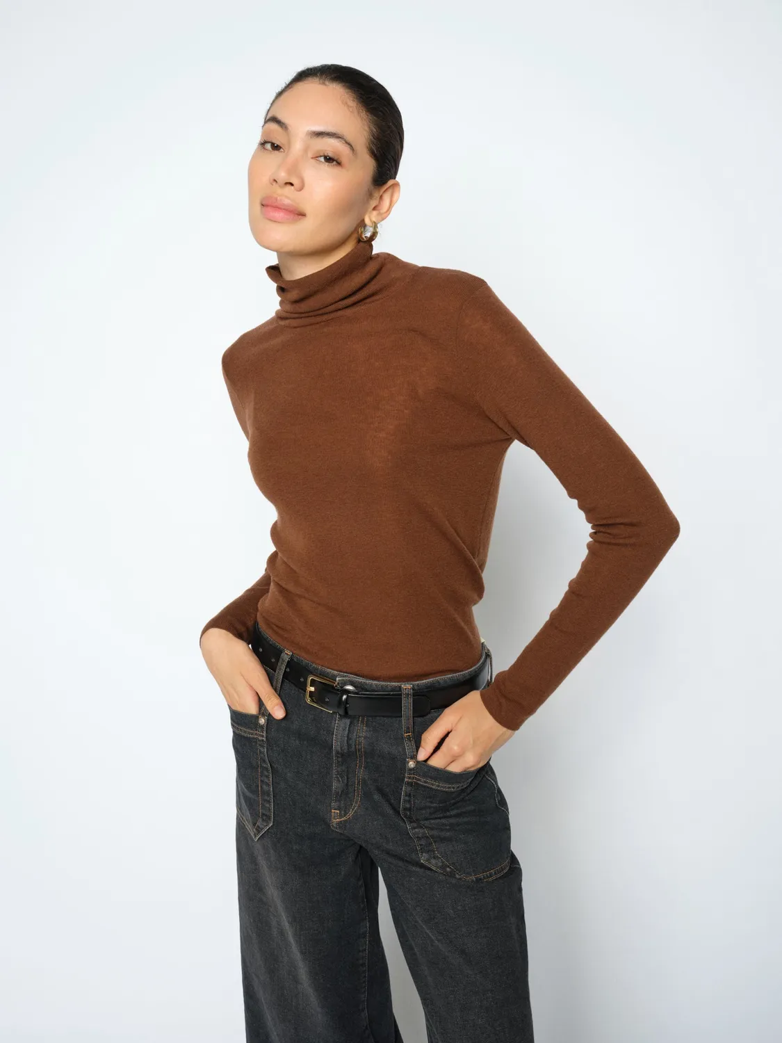 Mos Mosh MMBouch Rollneck Pullover Wolle Slim Braun