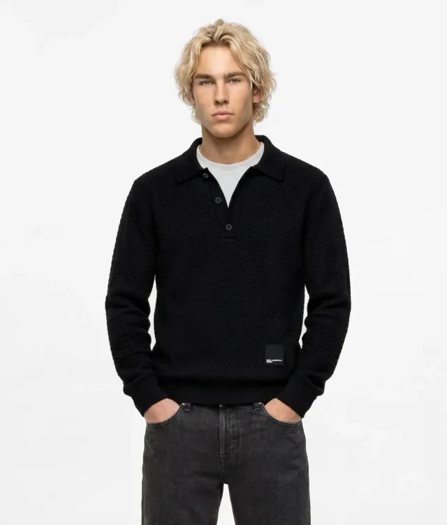 Karl Lagerfeld KL Jeans Strickpolo Langarm Shirt