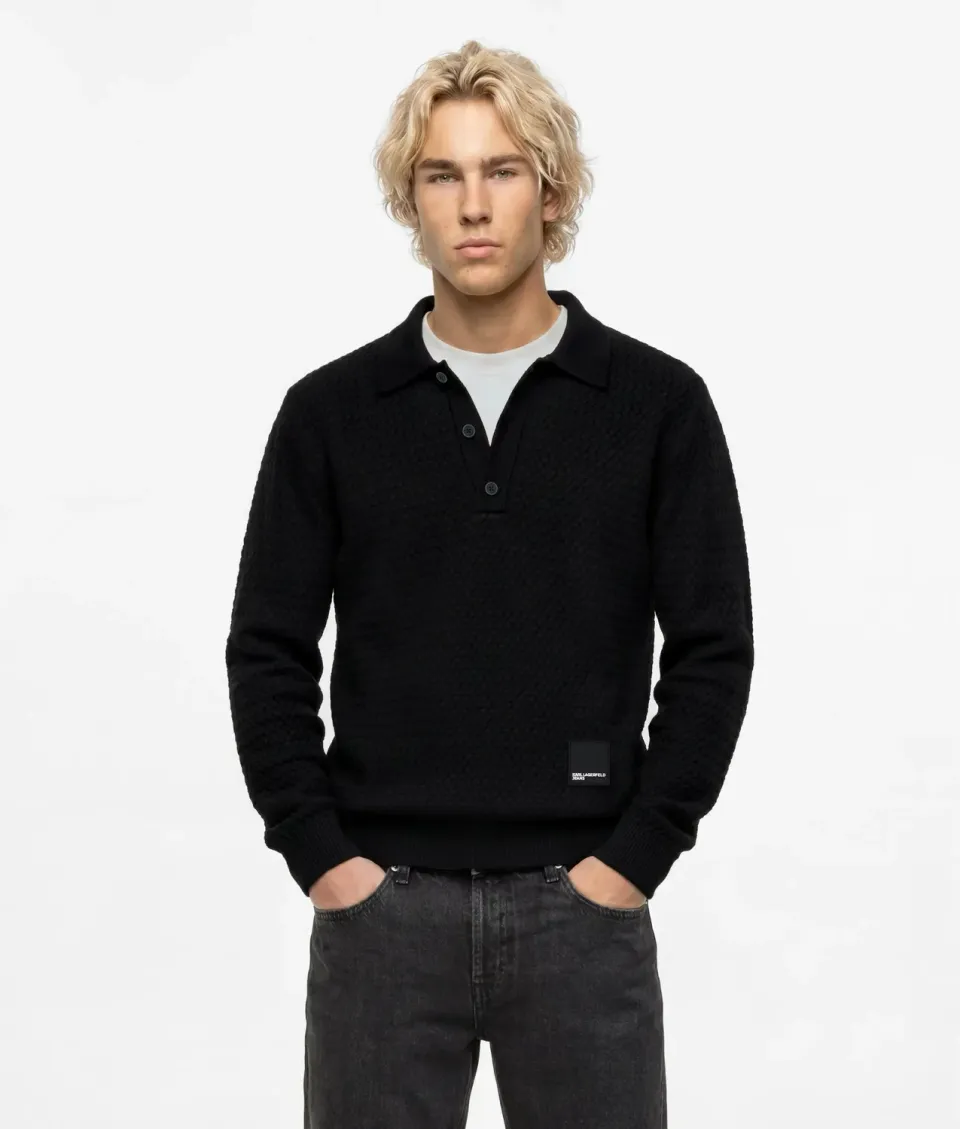 Karl Lagerfeld KL Jeans Strickpolo Langarm Shirt