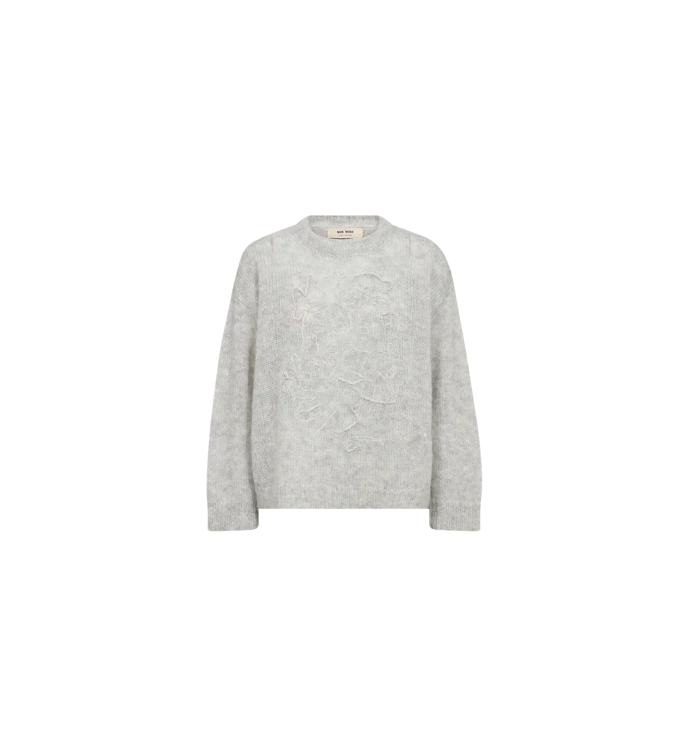 Mos Mosh MMAroa Bernat Emb Pullover Hellgrau Stickerei