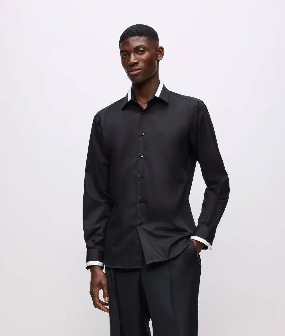 Karl Lagerfeld KL Studio Contrast Piping Hemd weiß Kontrast