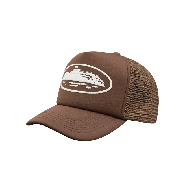 Corteiz Island Puff Print Trucker Cap Braun Snapback