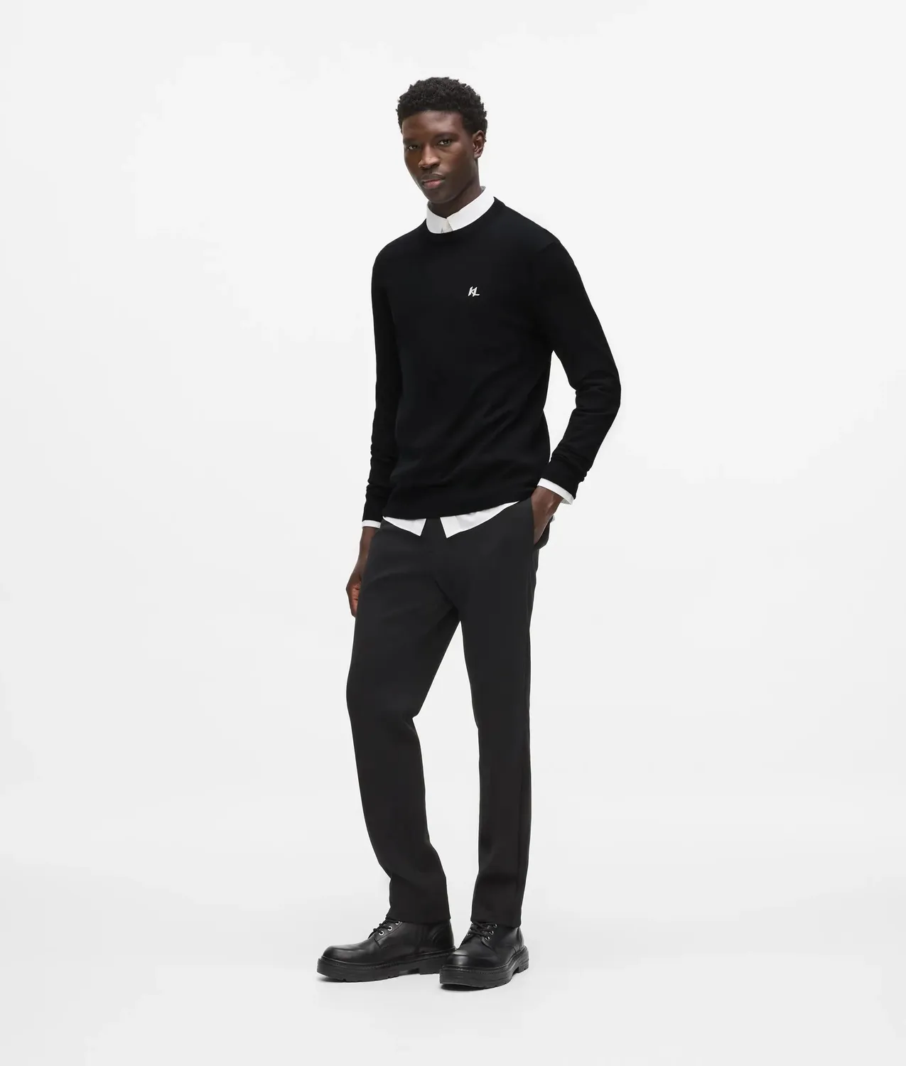 Karl Lagerfeld Merino Pullover Rundhals Stick Damen Herren