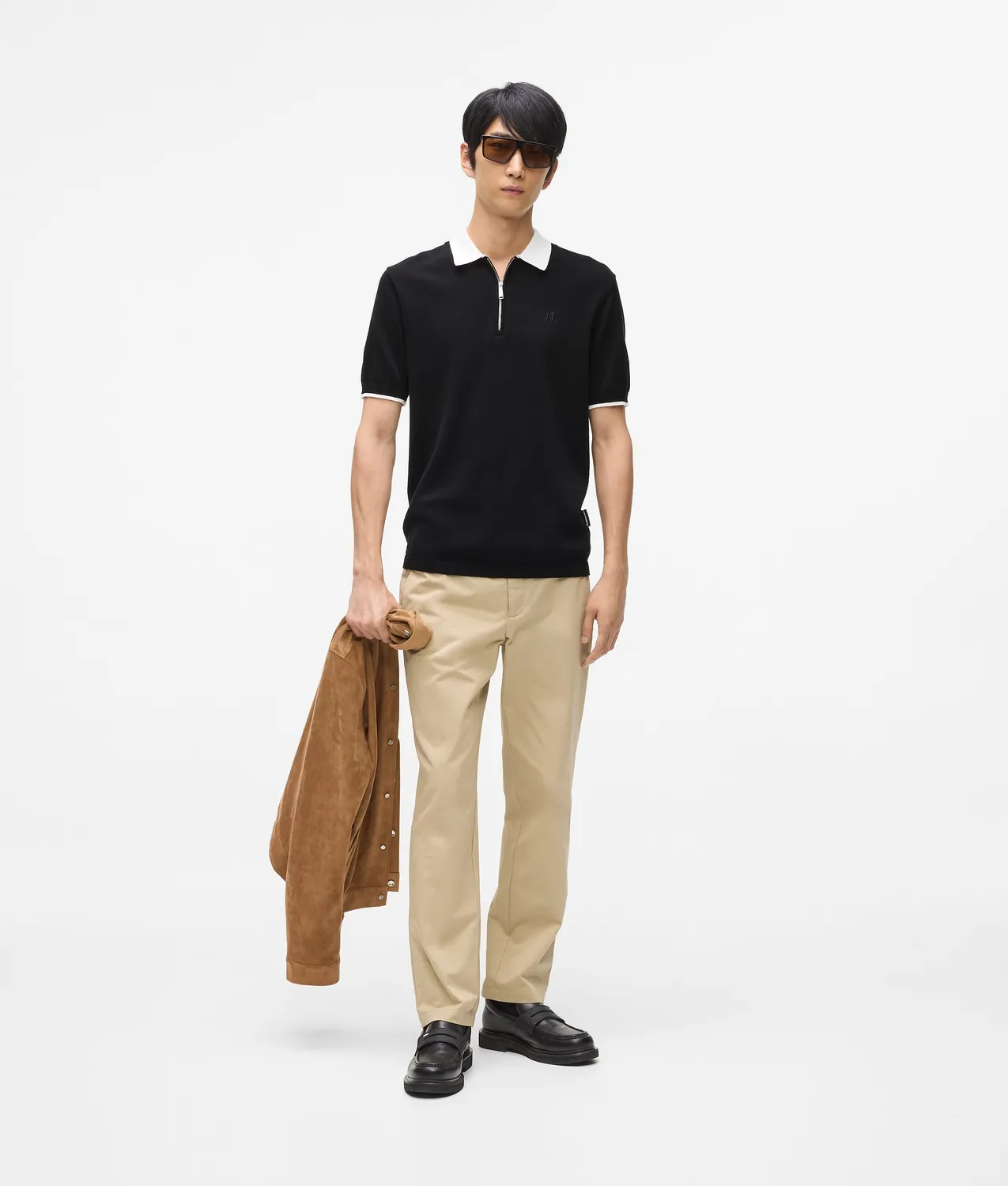 Karl Lagerfeld Contrast Collar Polohemd mit Zip