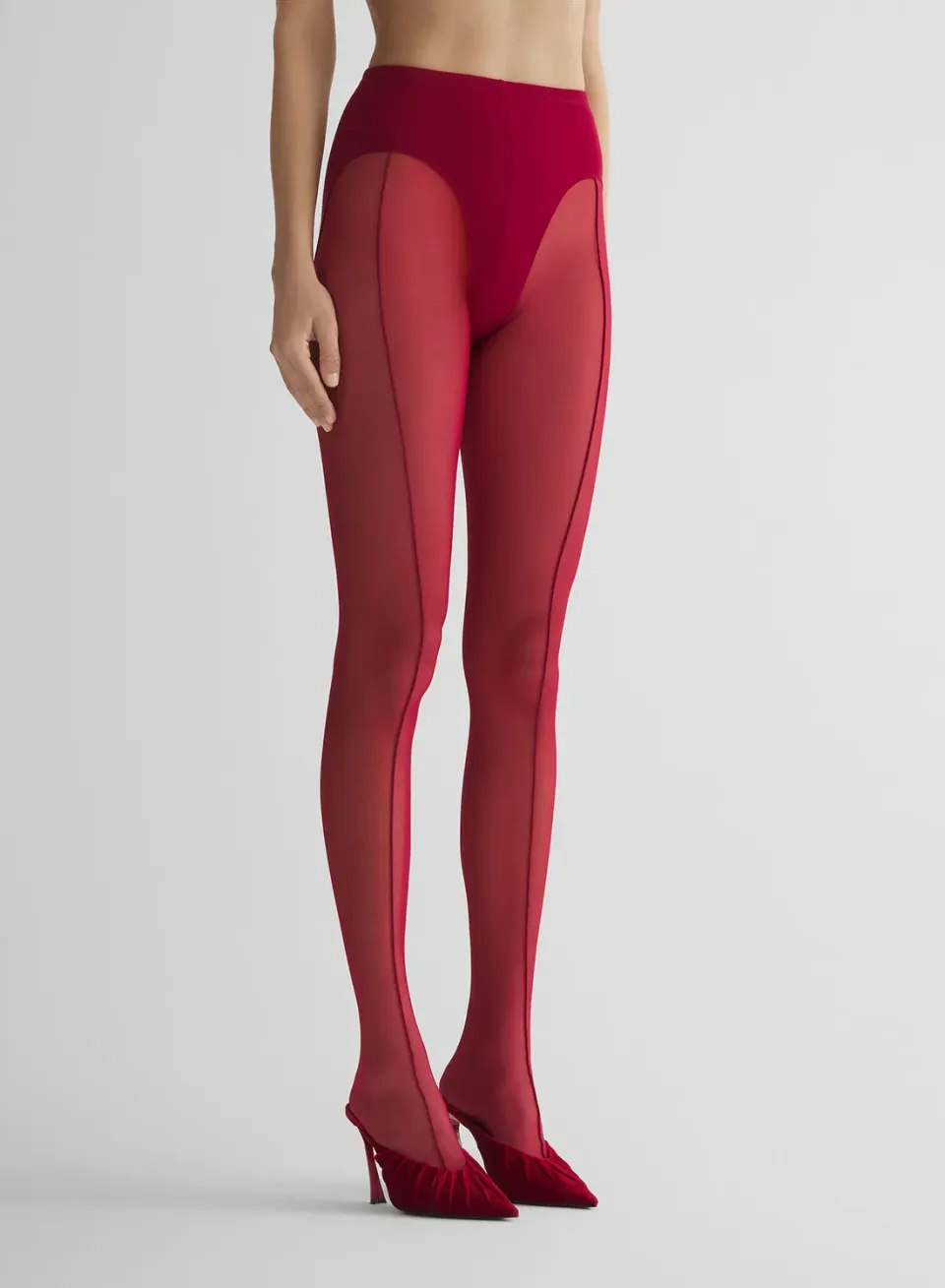 Mugler Re/Edit Strumpfhose Rot transparent