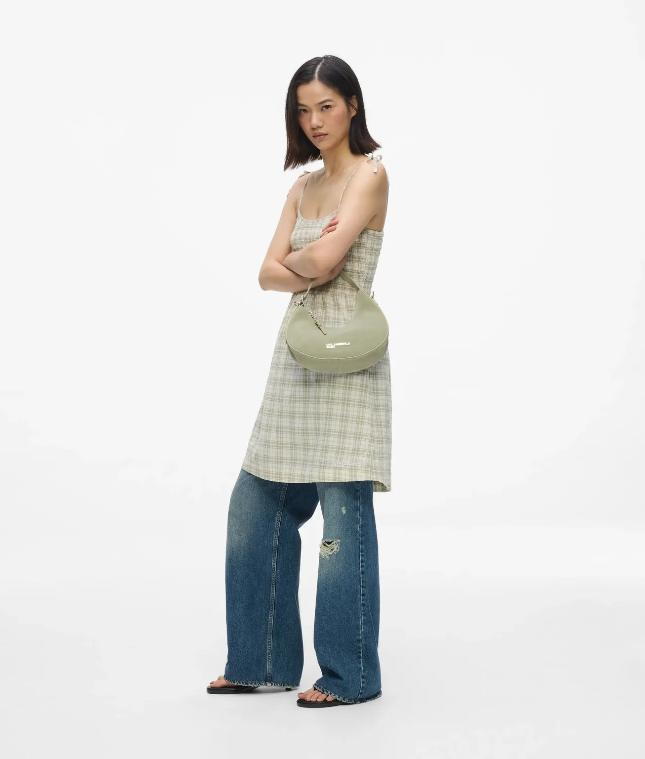 Karl Lagerfeld KL Jeans Rounded Top Handle Bag Wildleder