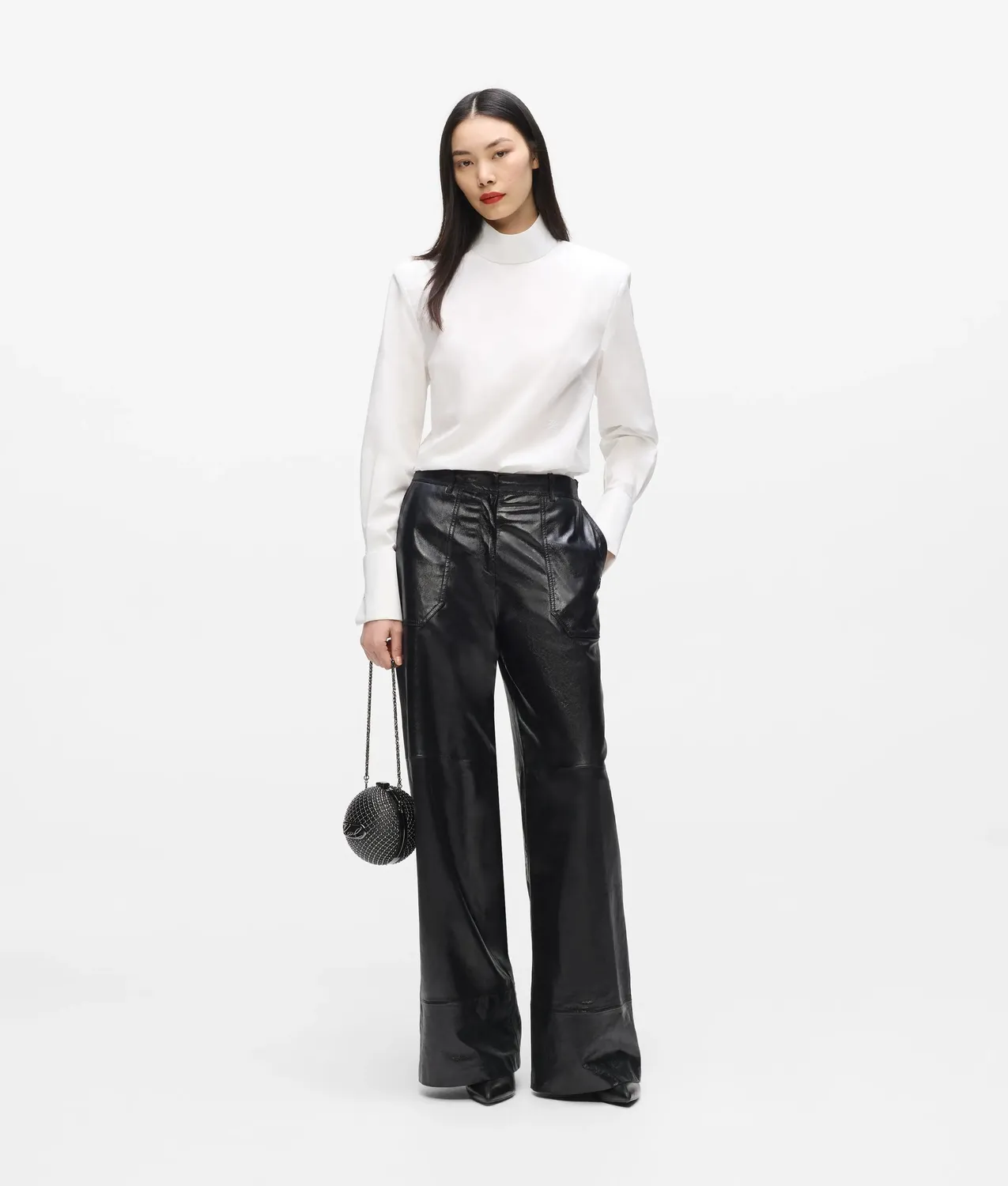 Karl Lagerfeld High Neck Bluse mit Stehkragen