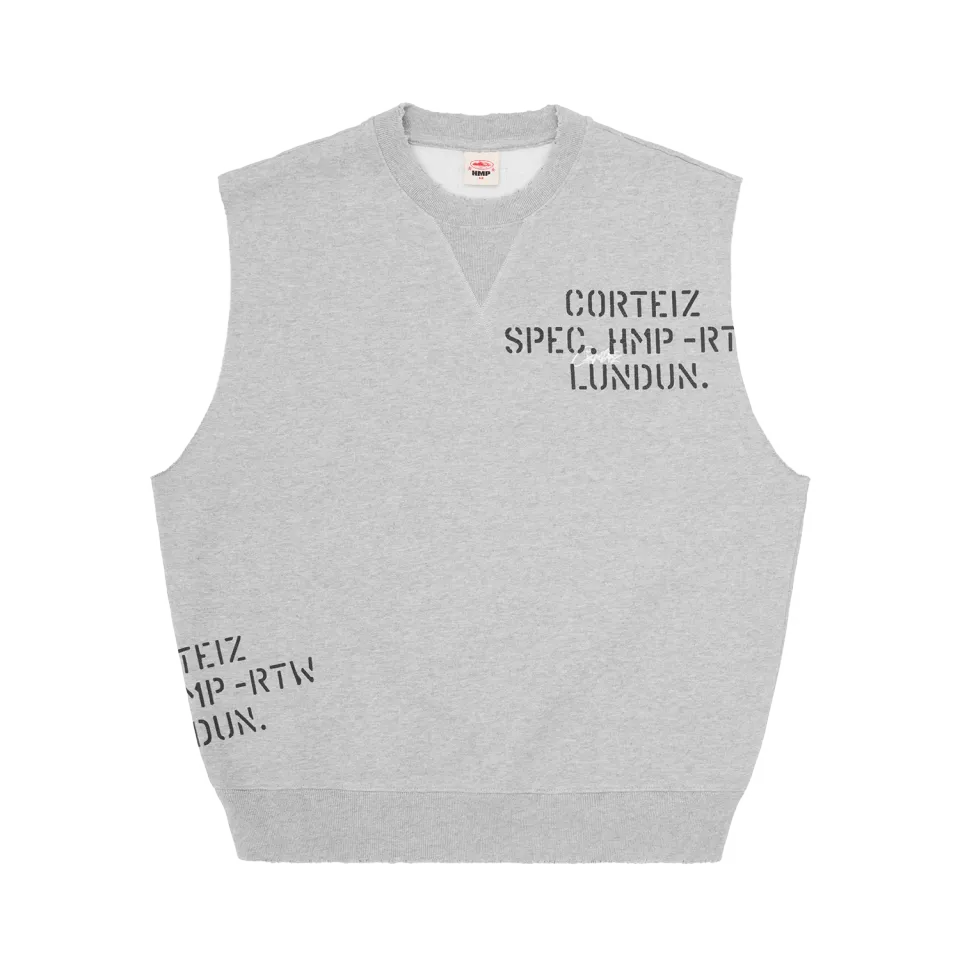 Corteiz HMP Stencil Weste Heather Grey 440GSM