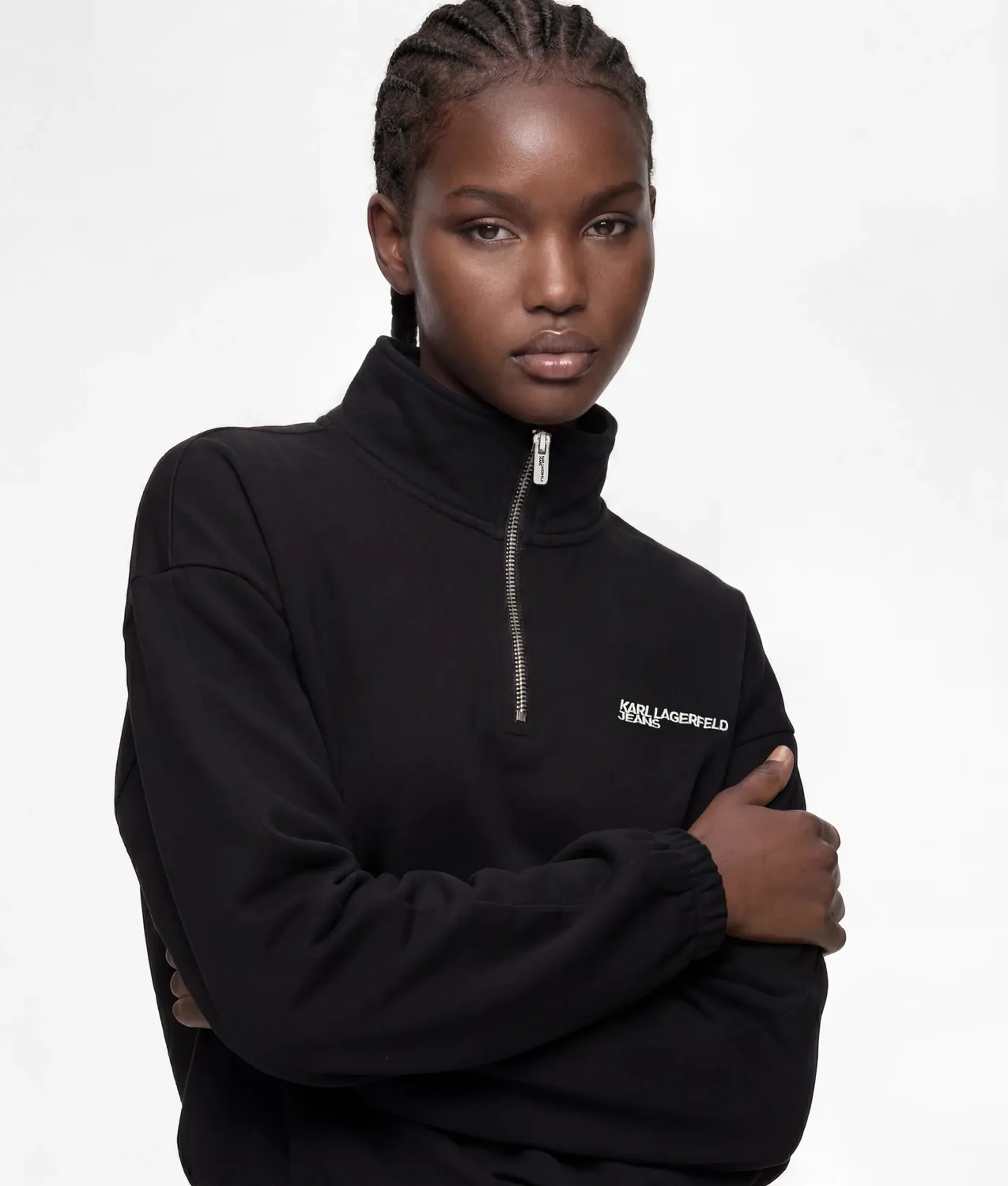 Karl Lagerfeld KL Jeans Half-Zip Sweatshirt mit Kordelzug