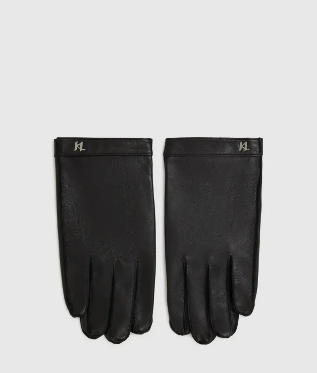 Karl Lagerfeld K/Monogram Lederhandschuhe Finger S-L