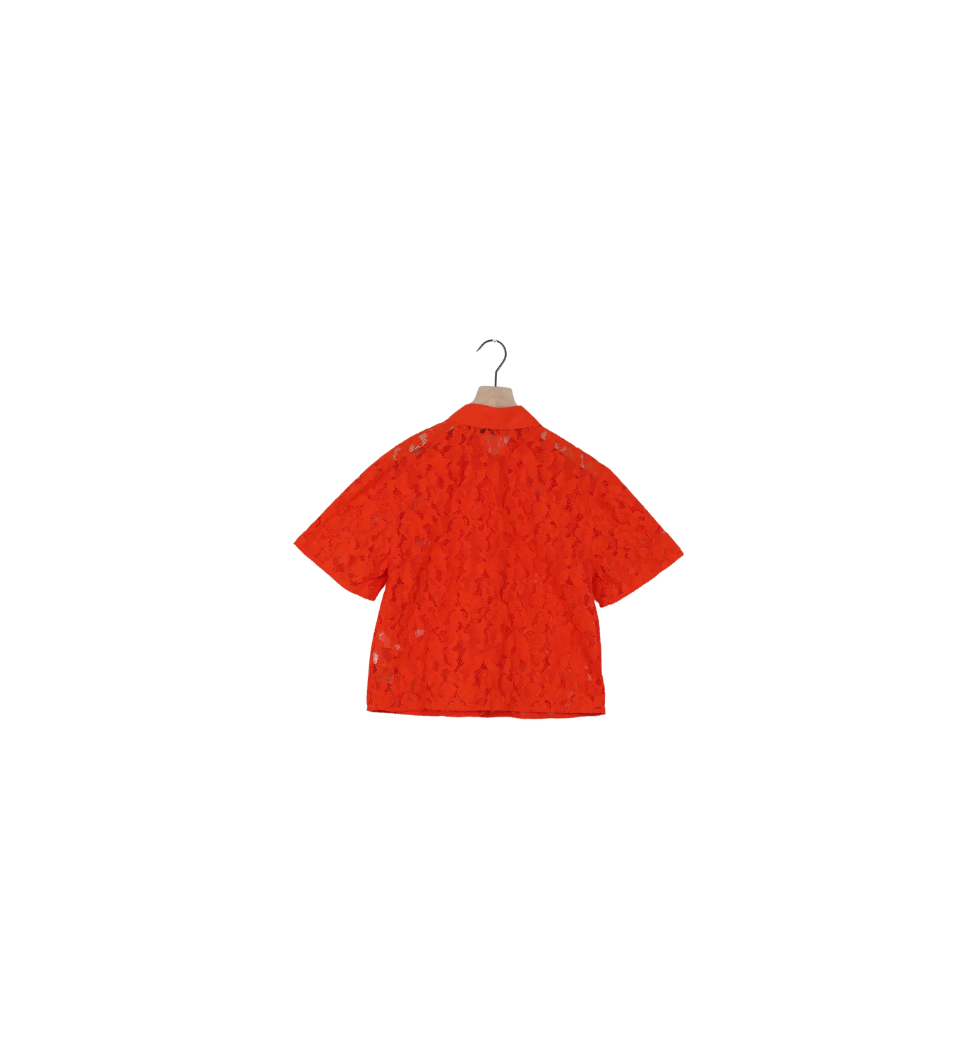 Mos Mosh Lia River Spitzenbluse XS Orange Kurzarm
