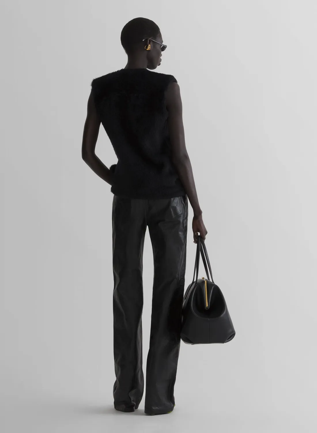 Mugler Knit Top Schwarz Ärmellos V-Ausschnitt