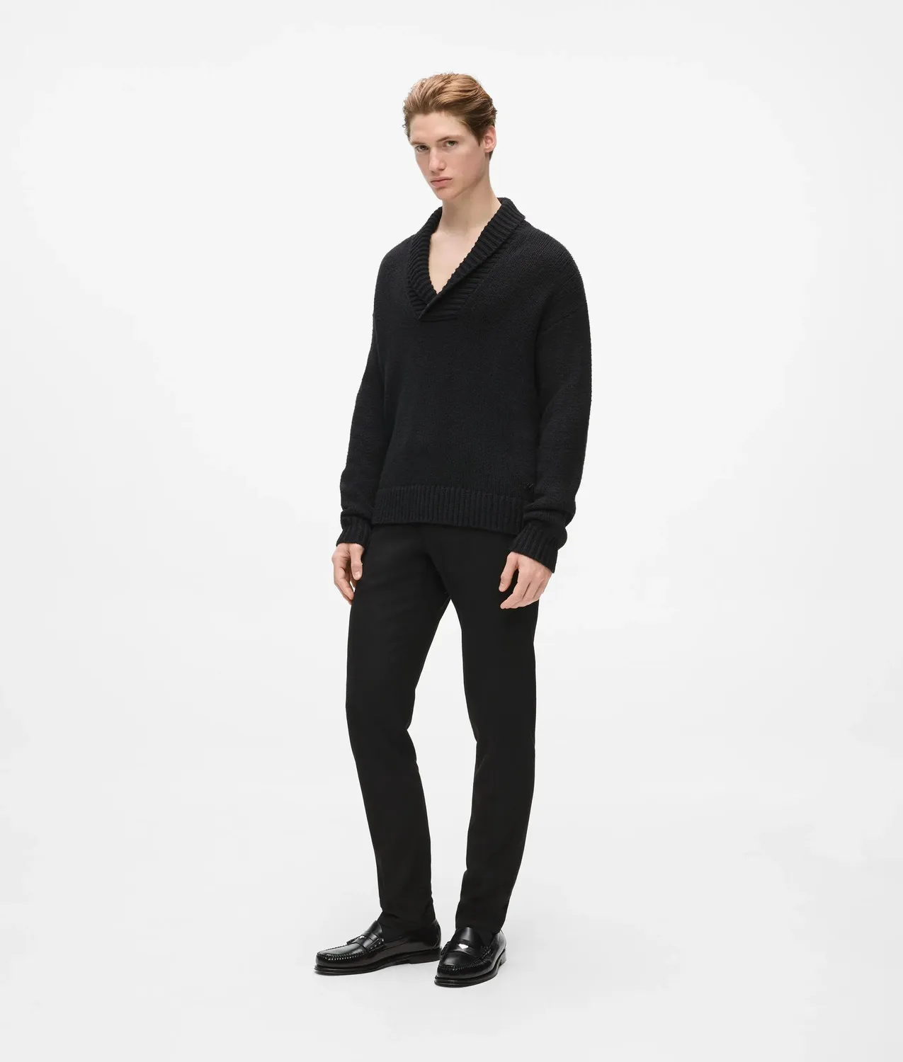 Karl Lagerfeld V-Neck Strickpullover Wolle mit Anstecker