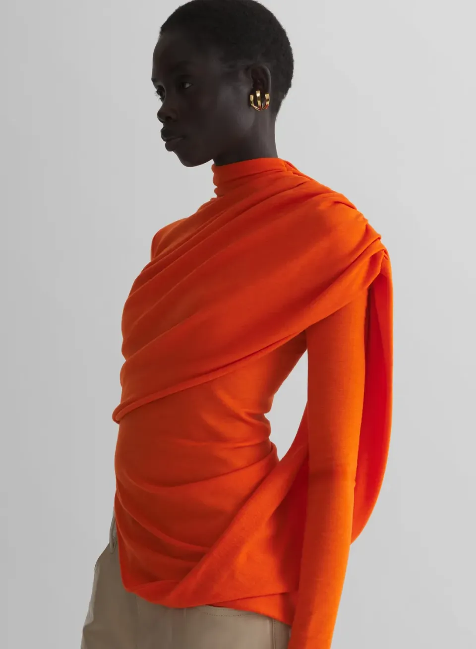 Mugler Cascade Top Orange Wolljersey