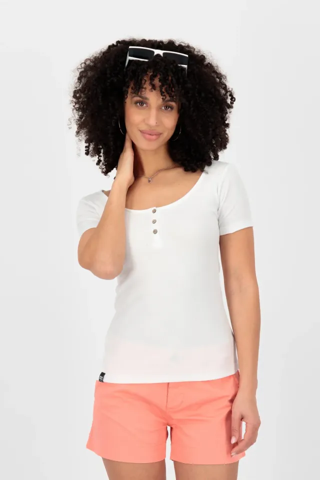 Alife & Kickin RosaAK A T-Shirt weiß Knopfleiste
