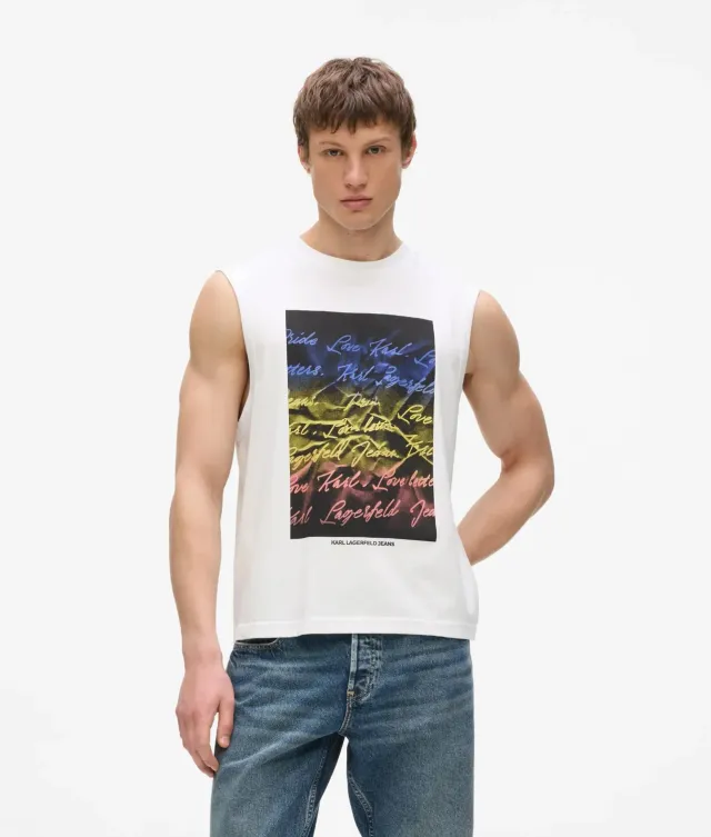 Karl Lagerfeld Jeans Love Letter Tank Top Neon Herren