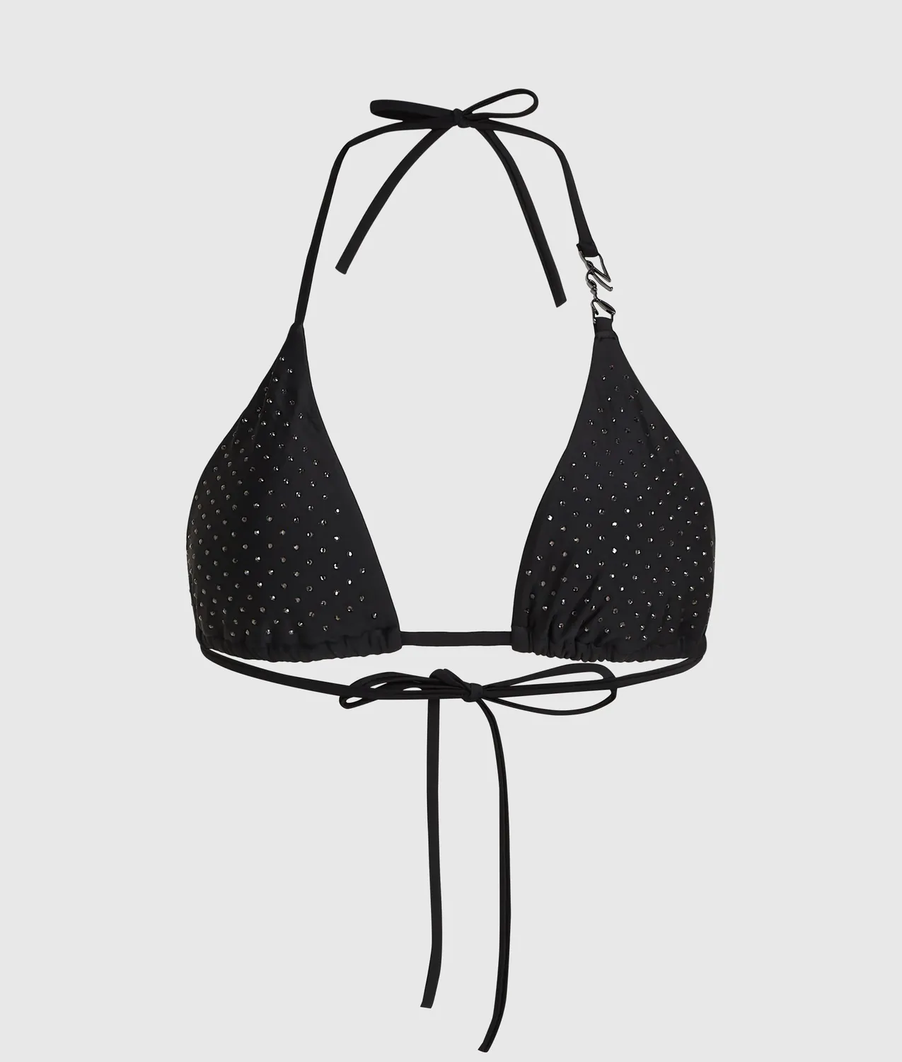Karl Lagerfeld Triangle Bikini-Oberteil Strass Schwarz