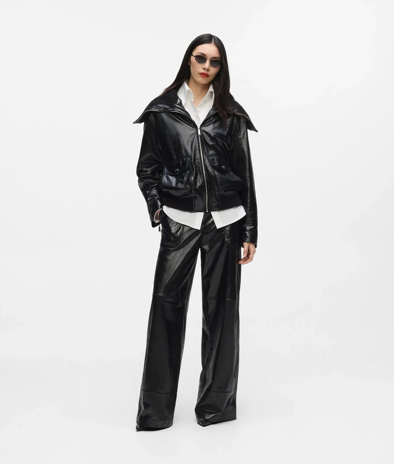Karl Lagerfeld Classics Lederhose Wide-Leg Ziegenleder