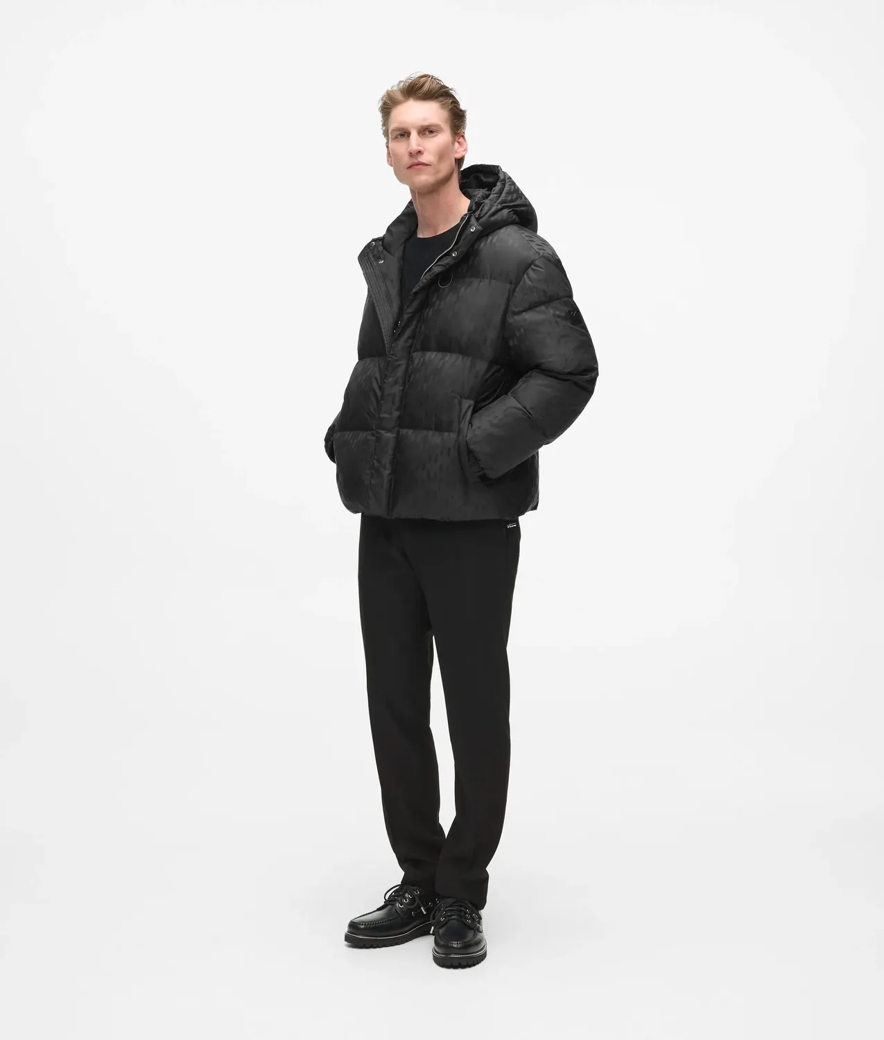 Karl Lagerfeld Monogram Puffer Jacke Kapuze Herren