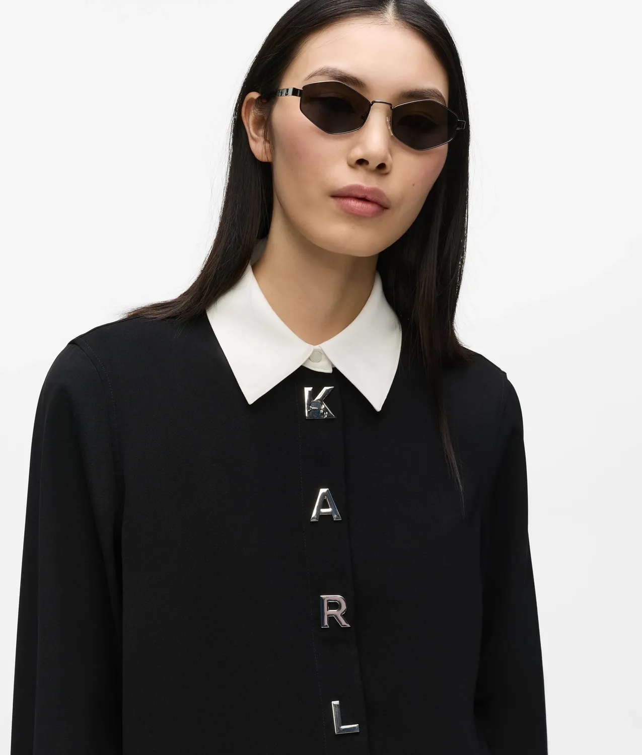 Karl Lagerfeld Contrast Karl Letter Hemd Kontrastkragen