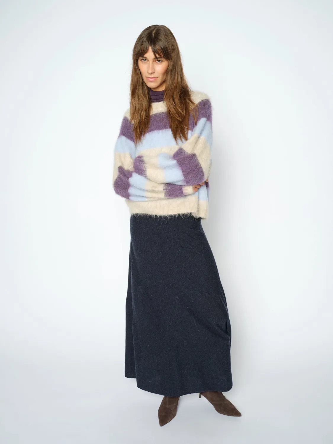 Mos Mosh MMSeva Knit Skirt Salute Navy Strickrock Wolle